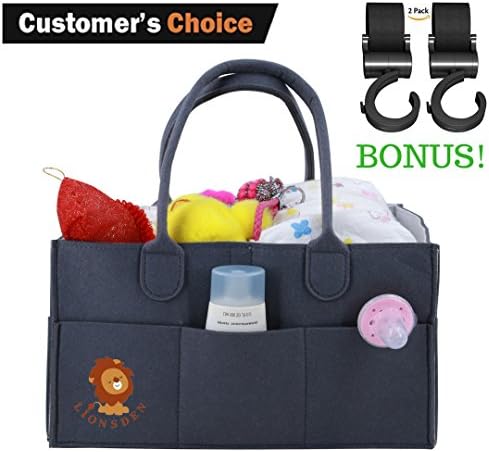 Baby Diaper Caddy - Portable Diaper Organizer | BONUS Stroller Hooks Included for hanging bags, purses, &amp; Groceries | Nursery Storage Bin for accessories, Kids Toys, and baby wipes