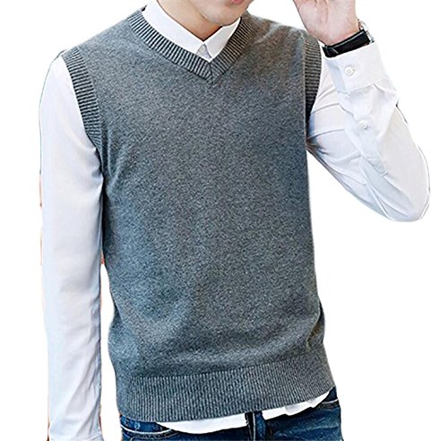 Cheryl Bull Trendy Mens Solid V-Neck Sleeveless Knit Pullover Sweater Vests Jumper Waistcoat Dark GreyUS S-(China L) Cheryl Bull Trendy Mens Solid V-Neck Sleeveless Knit Pullover Sweater Vests Jumper Waistcoat Dark GreyUS S-(China L)