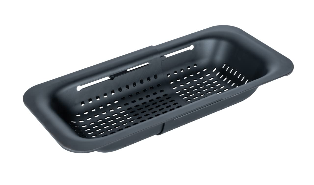 WENKO Sivo Sink Strainer Black for Clean and Hygienic Work, Polypropylene, 37-50 x 7 x 20 cm