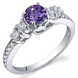 Enchanting 0.50 Carats Amethyst Ring in Sterling Silver Rhodium Nickel Finish Sizes 5 to 9