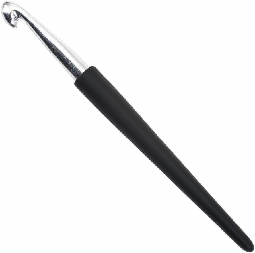 KnitPro KP30888 7 mm Aluminium Crochet Hook, Silver, Black, 7.00mm