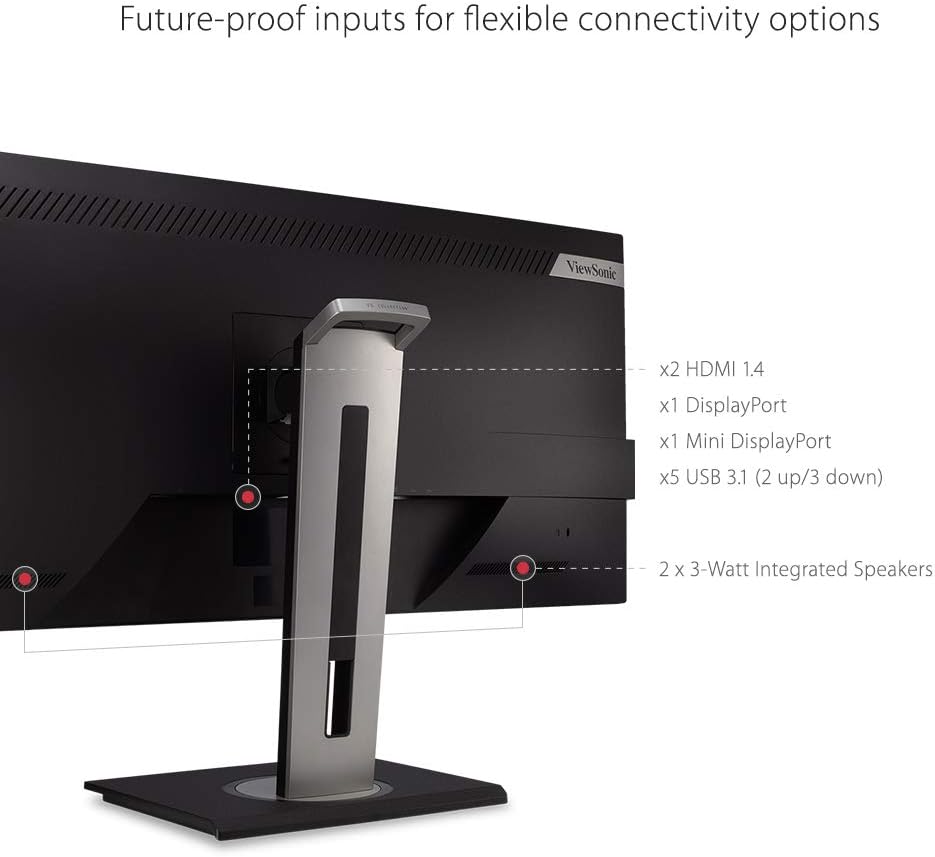 ViewSonic VG3448 34 Inch Ultra-Wide 21:9 WQHD Ergonomic Monitor with HDMI DisplayPort USB, 40 Degree Tilt and FreeSync for Home and Office: Computers & Accessories