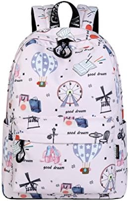 Winnerbag Casual Waterproof Polyester Women Backpacks Cute Hot Air Balloon Pattern Printing Girls College Daily Mochila Pink 15 Inches