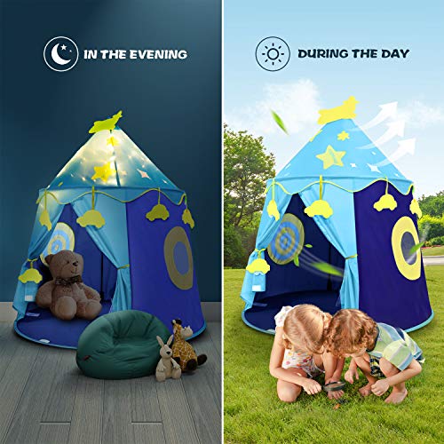 Peradix Castle Play Tent Toy, Kids Prince Pop Up Tent Playhouse Birthday Gift for Boys Girls Children Toddlers Indoor and Outdoor Games with carrying Case(Blue)