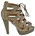 Top Moda Table 8 Peep Toe High Heel Lace up Strappy Pumps
