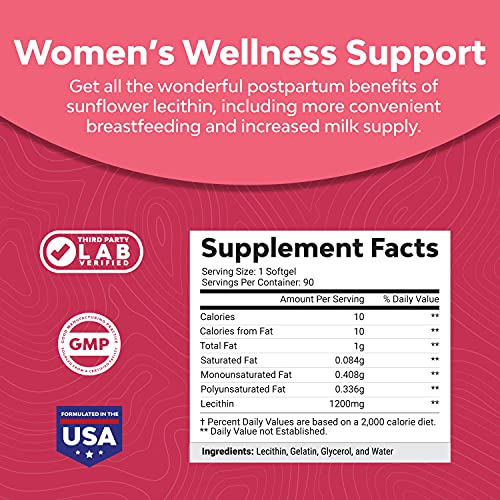 Sunflower Lecithin 1200mg Phosphatidylcholine Supplement Plant Based