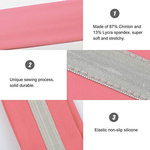 Workout Headbands for Women, XiXov 3 Pack Stay Put Sweatbands for Women, Head Bands Women Hair, Non-Slip Elastic Sweat Band Head Bands for Sports, Yoga, Fitness, Athletic, Bike (Black + Pink + Purple)