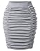 NEARKIN Womens Slim Cut High Waist Elastic Shirring Midi Pencil Skirt