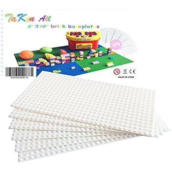 Building Bricks Block Base Plate - White 6 Pack of 5