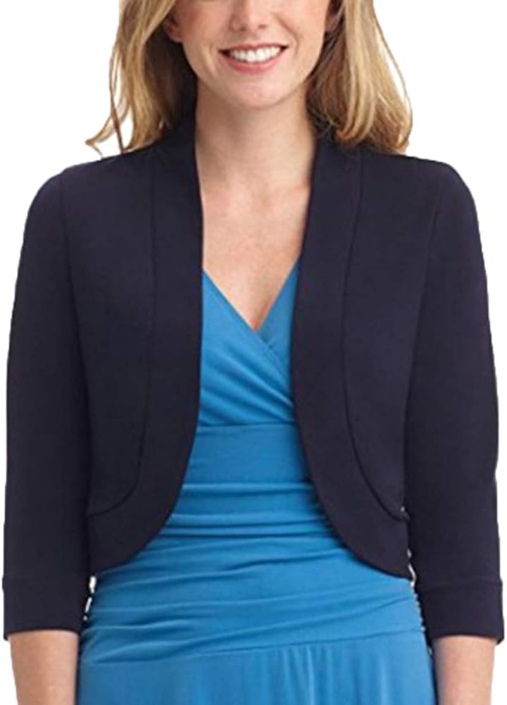 Shrug for Women 3/4 Sleeve Lightweight Casual Elegance Plain Open Front