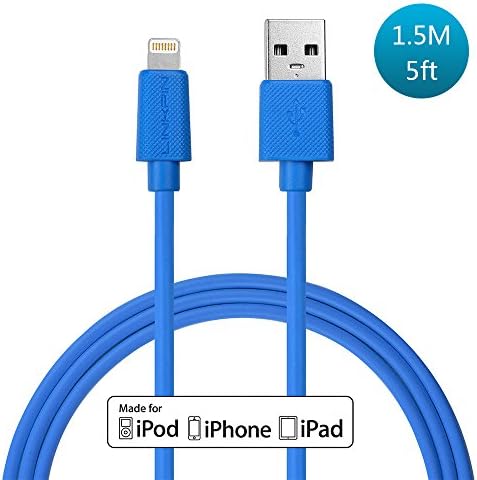 LINKPIN 5ft PVC USB Sync Cable with Lightning Connector [Apple Mfi Certified] for iPhone 7 / 7 Plus / 6s / 6s Plus / 6 / 6 Plus , iPad Pro Air 2 and More (Blue)