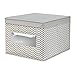 InterDesign Chevron Fabric Closet Organizer Box – Soft Storage Bin for Clothing, Shoes, Handbags, Linen - Large, Taupe/Natural