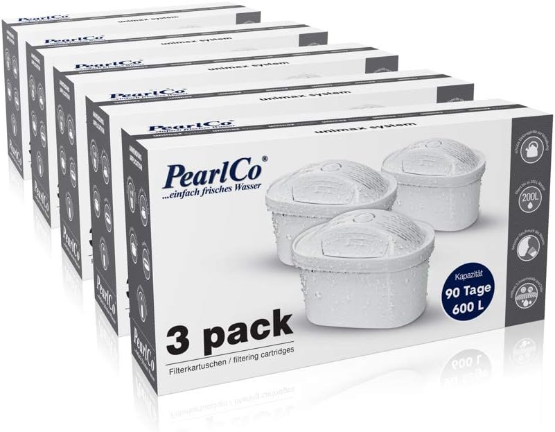 PearlCo - unimax Pack 15 Filterkartuschen - passt in Brita Maxtra