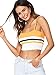 Romwe Women's Sexy Stretch Spaghetti Strap Striped Crop Cami Tank Top Yellow S
