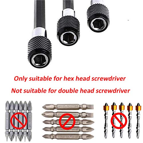 Eyech 3Pcs Magnetic Drill Bit Extension Quick Change Impact Driver Bits 1/4 Inch Hex Shank Magnetic Screw Holder 2/4/ 6 Inch Length Security Head Screwdriver Driver Bit Set
