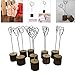 Card Clip Holders with Wood Base and Iron Wire, 6'' Tall Sign Photo Memo Clip Holder Stand Set, for Party, Wedding Ceremony, Fair, Demonstration, Home Decorations, Resturant, 10pcs (Heart Shape)