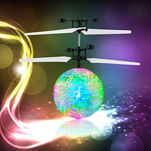RC Flying Ball, RC Infrared Induction Helicopter Ball Built-in Shinning LED Lighting Colorful Flying for Kid's Toy (green) - Thumbnail 3