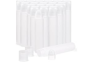 Cositina 20 Pack 1oz/30ml Plastic Translucent Roll On Bottles Refillable Travel Sample Roller Vials with Plastic Roller Ball for Fragrance Essential Oil Perfume DIY Deodorant