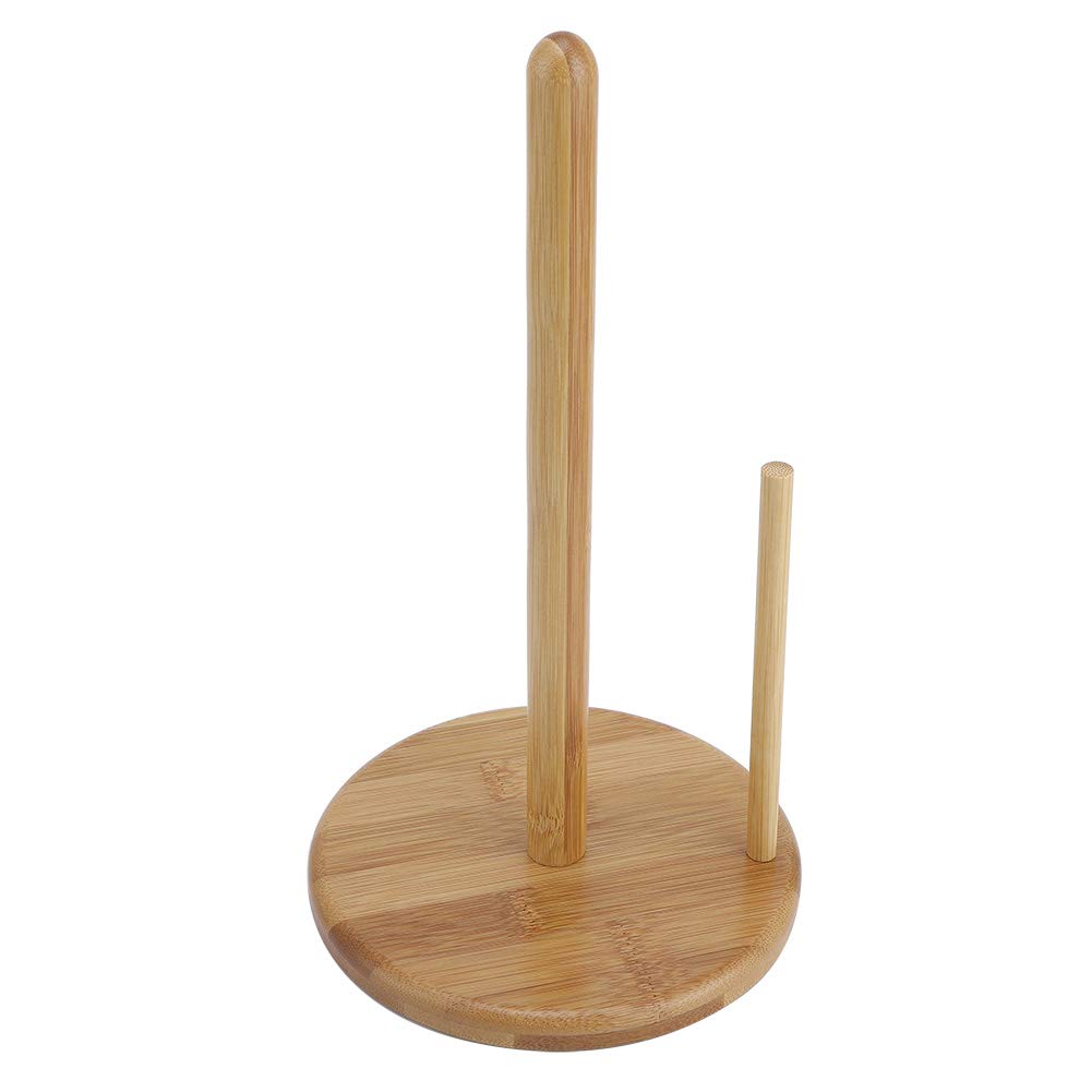 HERCHR Free Standing Wooden Paper Towel Holder, Kitchen Roll Holder, 11.8x6.5inch, Wood Color, Bamboo, Countertop