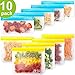 Reusable Storage Bags - 10 Pack Leakproof Freezer Bag (5 Reusable Sandwich Bags + 5 Reusable Snack Bags), Eco BPA-FREE Extra Thick Ziplock Lunch Bag for Food Storage & Home Organization Travel Makeup