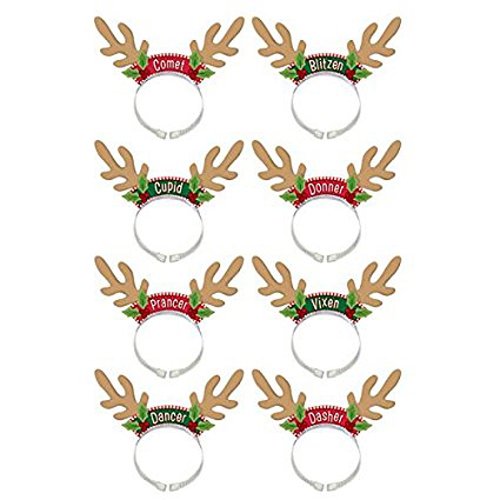 Amscan Fun-Filled Christmas & Holiday Party Santas Reindeer Pack Headbands, Multicolor, 8 x 7 7/8 (1 - //coolthings.us