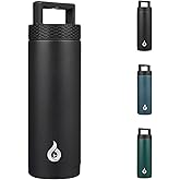 BJPKPK Insulated Water Bottles, Dishwasher Safe 18 oz Water Bottle with Handle, Leakproof BPA Free Thermal Flasks, Stainless Steel Jug for Sports, Black