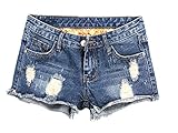 Cromoncent Womens Low Rise Ripped Denim Distressed Shorts