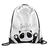 Hello Panda Print Drawstring Backpack Rucksack