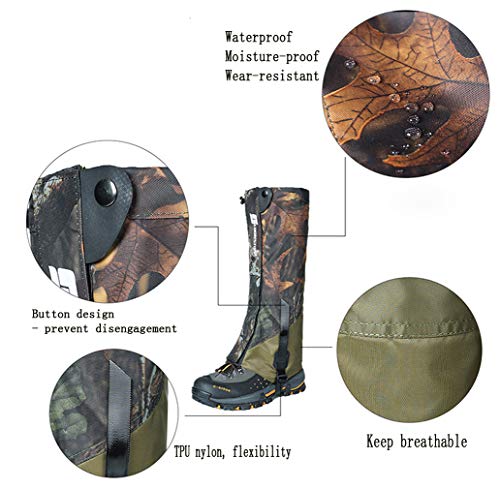 Ueasy Leg Gaiters, Boot Gaiters Waterproof Leg Gaiters for Men and Women 600D Anti-Tear Oxford Fabric for Outdoor Hiking Walking Hunting Snow Skiing Camping Climbing Mountain