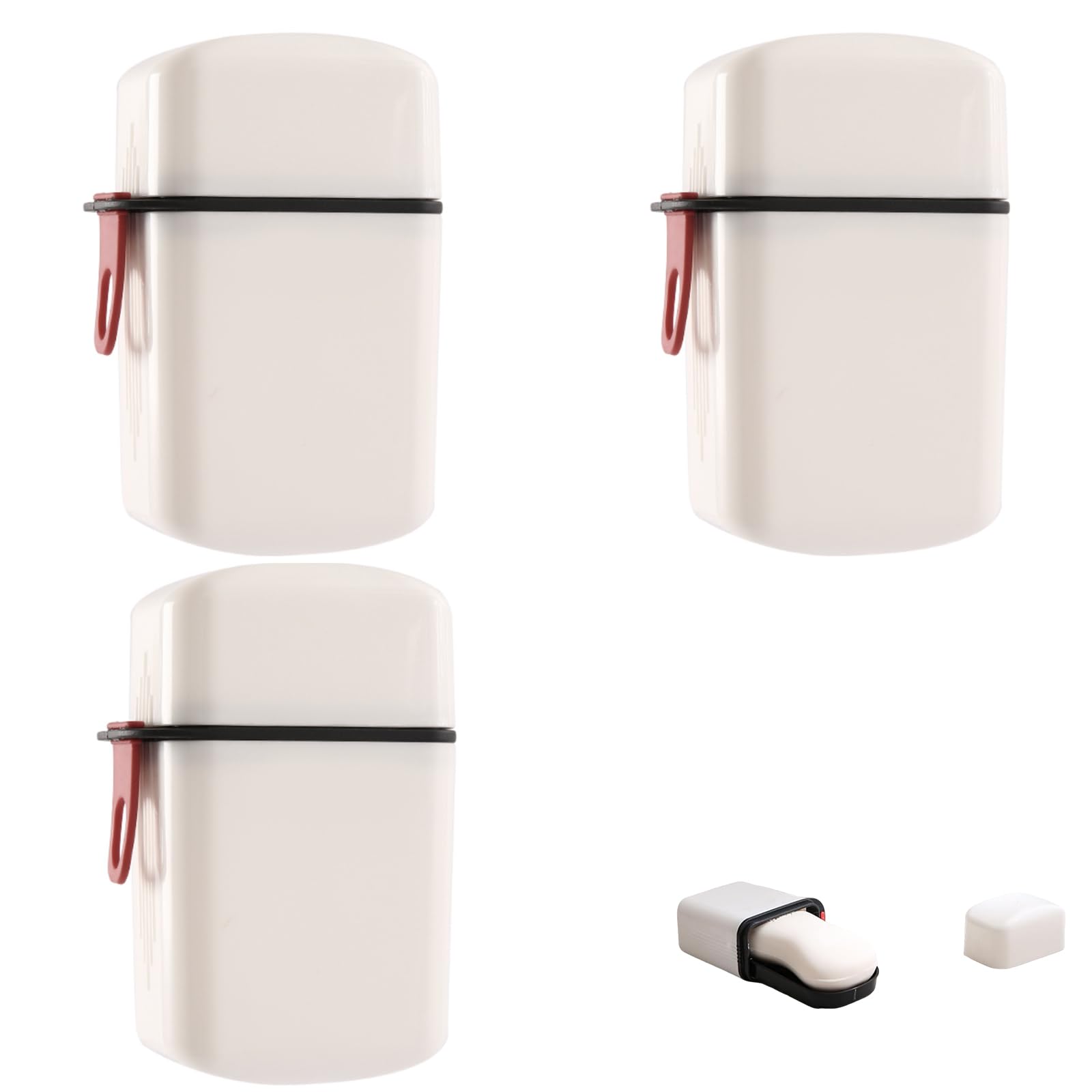 3-Pack White Soap Boxes - Travel Soap Case with Draining Layer - Tin Containers for Bathroom, Shower, School, Gym, Camp