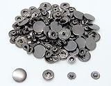 30 Sets Heavy Duty Snap Fasteners, BetterJonny 17mm Gunmetal Black Poppers Press Stud Rivet for Leather Craft Sewing Clothing