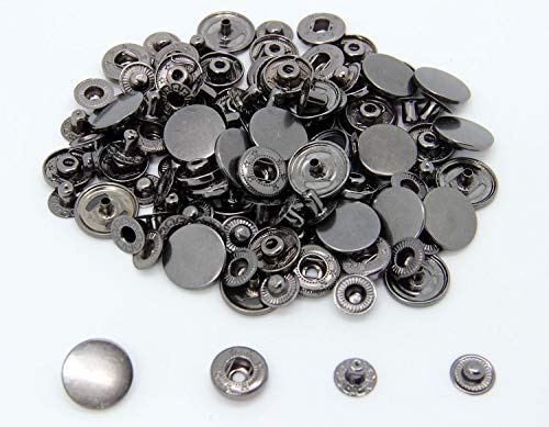 30 Sets Heavy Duty Snap Fasteners, BetterJonny 17mm Gunmetal Black Poppers Press Stud Rivet for Leather Craft Sewing Clothing
