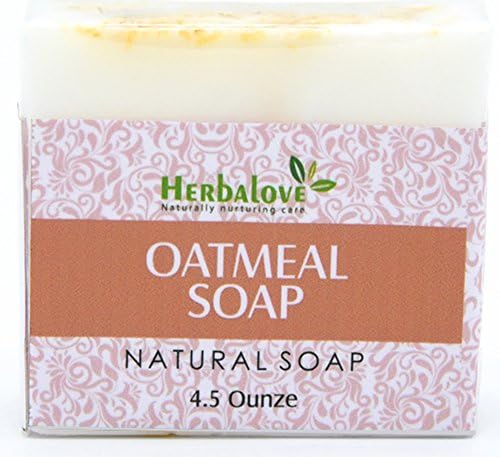 Herbalove Oatmeal Natural Handmade Soap Bar Blends with Oat Seed, Used as a Face Soap or All Over Body Soap For Men, Women &amp; Teens. Gentle Exfoliating Soap For All Skin Types.