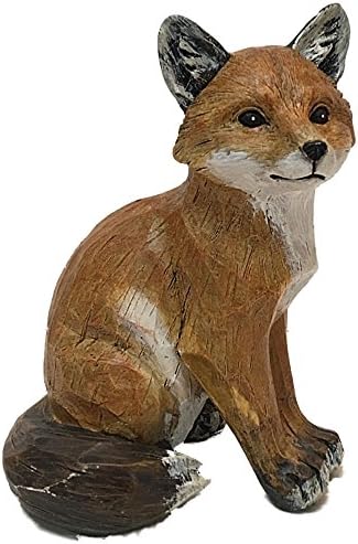 Resin Sitting Fox Figurine Brown and Rust 5.7 inches