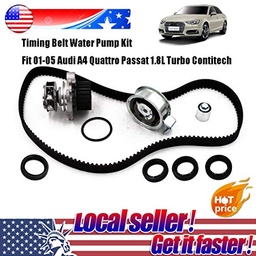 Timing Engine Belt Water Pump Kit w/Tensioner Accessory Drive Kit-Contitech Timing Belt, GMB Tensioner, GMB Idler Bearing, Camshaft Seals, Crankshaft Seal, GMB Water Pump with Gasket