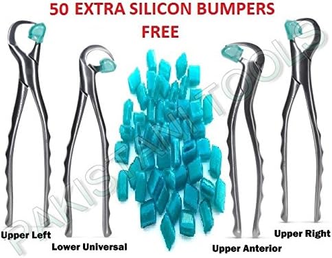 Physics Dental Forceps Standard Series Dental Extracting Forceps Set of 4 Pieces with Extra 50 Free Bumpers