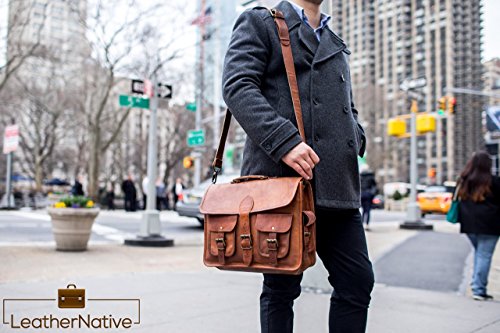 Leather Native Crossbody NEW Men's Genuine Vintage Brown Leather Messenger Shoulder Laptop Bag Briefcase School / Work / Business Bag Great Gift For Men And Women Pre Valentines Day Special Sale!