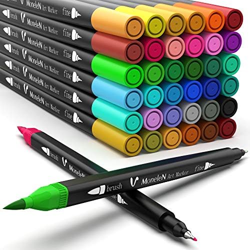 Coloring Markers Set for Adults Youngsters Teen 36 Twin Brush Pens Positive Tip Artwork Coloured Markers for Grownup Coloring Books Bullet Journal Faculty Workplace Drawing Sketch Double Sided Colour Marker Pen No Bleed