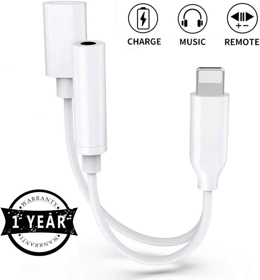 DAEETO Headphone Adapter for iphone 7 Adapter Jack Cables to 3.5mm Audio & Charge Dual Ports Adaptor Headset Splitter for Music Compatible with iPhone 7/7Plus/8/8Plus /X/XS Max for 10.3 iOS Later…