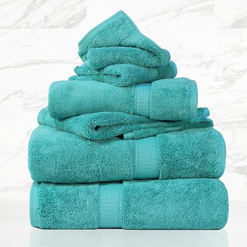 Superior Set di asciugamani in cotone egiziano da 800 g/m², include 2 asciugamani da bagno, 2 asciugamani per le mani, 2 asciugamani per il viso, essenziali per il bagno di lusso, ultra spessi, spa,