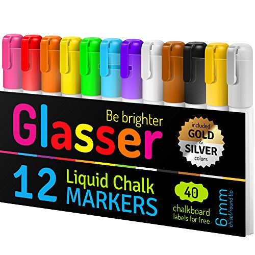 Liquid chalk markers (6 mm) set of 12 & 40 chalkboa…