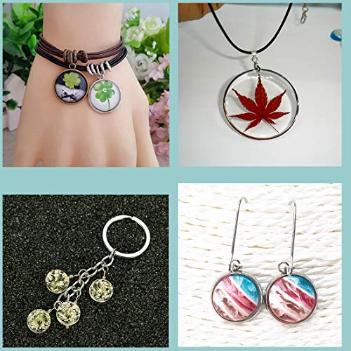 LANBEIDE Silver Pendant Trays for Jewelry Making Kits, 40 Pieces Stainless Steel Round Bezel with 40 - //coolthings.us