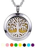 Aromatherapy Essential Oil Diffuser Necklace-Lifetime Stainless Steel Locket Jewelry with Adjustable Chain and 8 Refill Pads