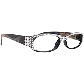 Rosie "NY Fifth Avenue Bling Reading Glasses (Black Frame) with Clear Genuine European Crystals on the Full Top."