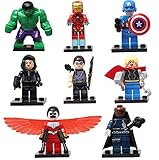 8pcs Super Heroes Avengers Captain America Hulk Thor Ironman Minifigure Building Blocks Brick Toy