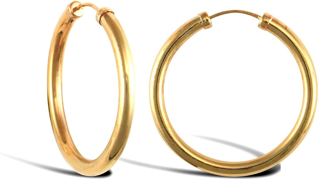 Jewelco London Ladies 9ct Yellow Gold Capped Sleeper 2.5mm Hoop
