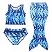 Owone Box Girls 3 Pcs Mermaid Tail Bathing Bikini Swimsuit Sets Swimwear