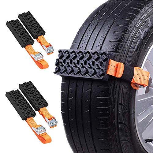 Anti-Skid Tire Blocks, Snow Tire Chains, 4 PCS Reusable Auto Snow Mud Emergency Tire Straps Traction- Set of 4PCS - Thumbnail 7