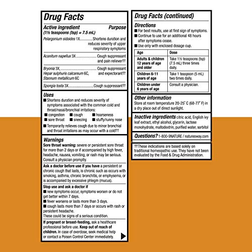 image for Nature's Way Umcka Cough Syrup, Fast-Acting | Non-Drowsy | Homeopathic