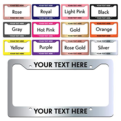 Custom License Plate Frame - Personalized License Plate Frame Covers with Custom Text & Pattern - Aluminum Metal Frames